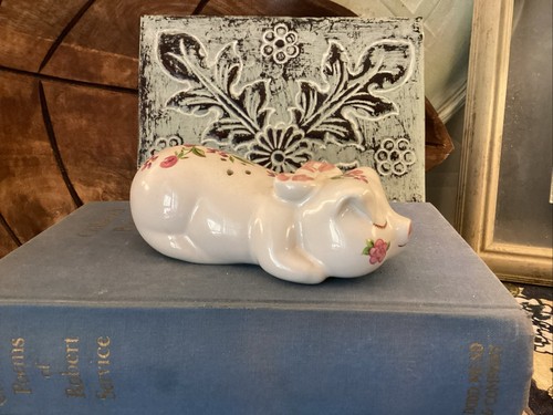 Vintage pig ceramic floral - ceramic,