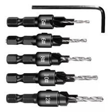 6XAdjustable Woodworking Countersink Drill Bit Set Drilling Pilot Holes w/Wrench