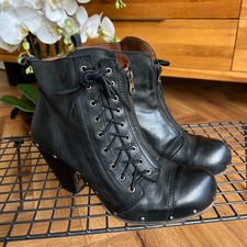 Bertie Sixty Clog Black Leather Ankle Boots Size UK 8