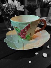 Vintage Carlton Ware Foxglove Green Tea Cup And Saucer Australian Dsn England. 