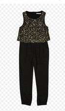 M&S Girls Black And Gold Sequin Jumpsuit Age 6-7 Years
