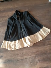 Vintage Original 1972 Biba Black White Monochrome Cotton Wool Trapeze Coat 