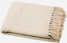 Waffle Throws for Sofa Armchair Blanket Single Bed Cover, 127 X 152cm - Natural