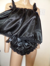 BLACK  SATIN  ADULT BABY DOLL