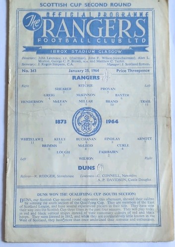 1964 rangers duns - v, scottish
