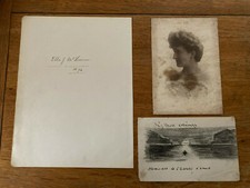 c1894 Ella J McLennan photo signature and postcard drawing Gare Clynder Scotland