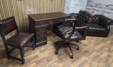  Chesterfield office suite  desk 2 seater Gainsborough and chair in ox blood red