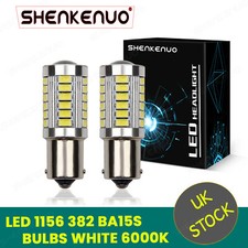 2x White 382 P21W 1156 Bulb 33 SMD LED Sidelight Turn Indicator Tail Stop Light