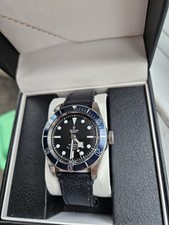 TUDOR Black Bay Heritage Smiley Face Blue Watch with Blue Leather Strap 79220B