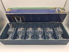 Set of 6 Cristal D' Arques Louvre Pattern Clear Lead Crystal Wine Glasses 25cl