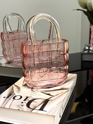 Pink heavy glass - glass, handbag