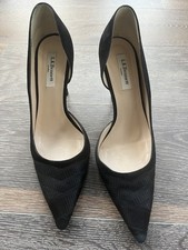 L.K. Bennett Black High Heeled Court Shoes UK7 Eur40 Made In Spain