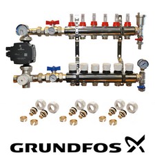 WATER UNDERFLOOR HEATING KIT MANIFOLDS 2 TO 12 PORTS A RATED GRUNDFOS PUMP PACK.