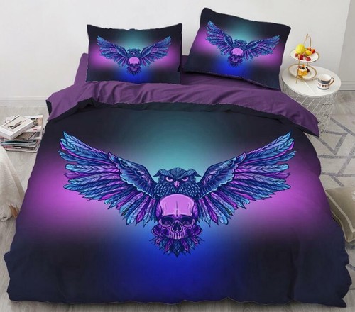 Purple owl bed pillowcases - 3d,