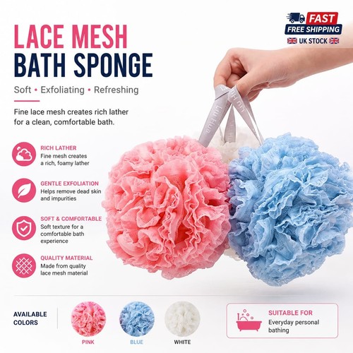 Large bath shower sponge mesh - bath,