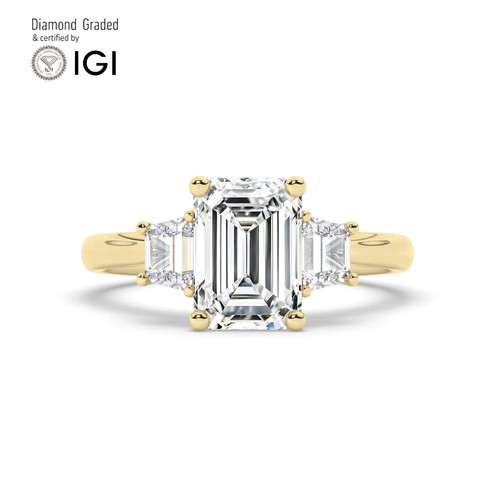 Emerald diamond trilogy ring - diamond,