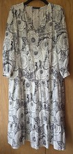 Marks and Spencer ~ Womens Ivory with Black Floral Midi-Maxi Size 14 Petite