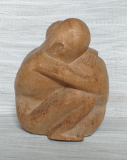 Hand Carved Wooden Couple Hugging Entwined Embracing Wood Figure Sculpture 14cm