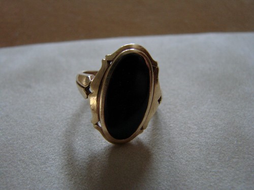 Vintage 10k gold black signet - gold,