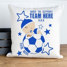Christening Football Cushion Cover New Baby Gift Fan PERSONALISED BTS06