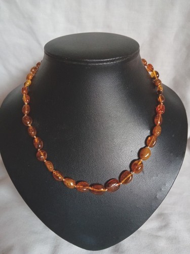 Amber necklace polished - amber,