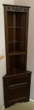 2 (pair) stunning SOLID OAK CORNER DISPLAY UNITS 1840mm high x 560mm wide VGC