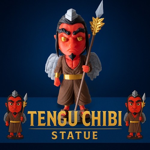 Tengu chibi statue 20cm grey - statue,