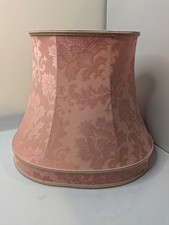 Vintage Lamp Shade Lampshade Damask Pattern Pink Fabric. Unusual shape. Large