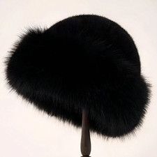 Women Solid Plush Faux Fur Hat