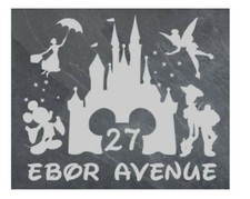 Personalised Disney scene door plaque, sign, welsh slate, engraved, 