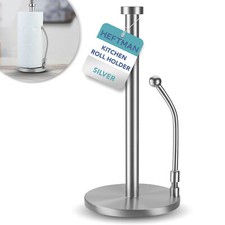 HEFTMAN Kitchen Roll Holder Paper Towel with Tension Arm Stainless Steel Silver