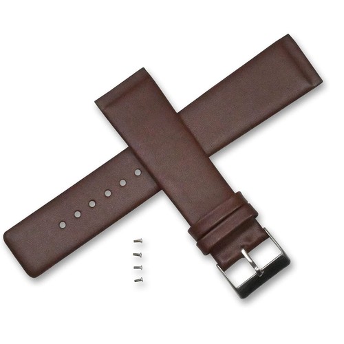 Brown leather watch strap - brown,