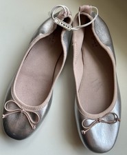 Zara Girls or Ladies Silver & Pink Ballet Flat Shoes - Size 4 (EU 37) BNWT