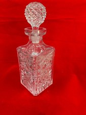 Quality Antique Hob Cut Lead Crystal Decanter English c1890.