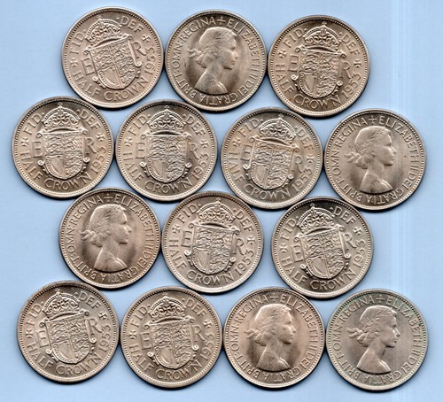 1953 half crown coins - 1953,