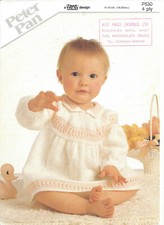 Knitting pattern baby/reborn dress with collar in 4 ply