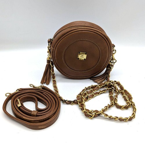 Mcm round leather shoulder bag - mcm,