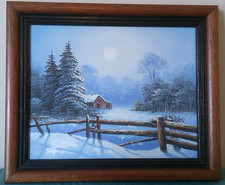 SMALL WINTER SCENE OIL PAINTING UNKNOWN ARTIST