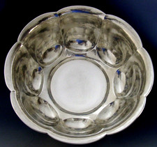 HUGE 848g STUNNING PLANNISHED GERMAN SOLID SILVER  PUNCH BOWL 1920 ARTS & CRAFTS