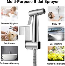 Stainless Steel Bidet Sprayer, Handheld Toilet Bathroom Shattaf Shower 