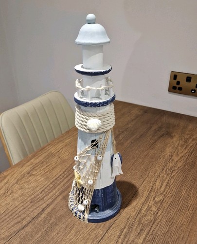 Wooden lighthouse ornament - wooden,