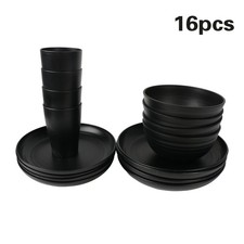 16/32PCS Set Black Dinnerware