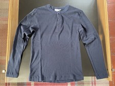 Sunspel Waffle Long Sleeve Henley Navy Blue Size Medium Men’s