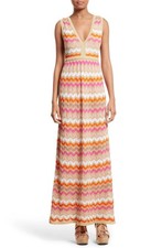 Missoni Maxi Dress Chevron Stripe Knit Gown Event Party Size 42 US 6 AU 10