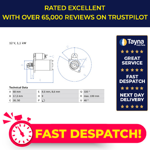 Starter motor fits vauxhall - motor,
