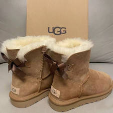 Women's Shoes UGG Mini Bailey Bow II Boots Chestnut Slip On Ankle Boots New