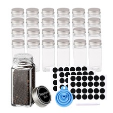 24pcs Spice Jars Square Glass