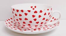 Red Love Hearts Cup & Saucer Bone China 300 ml Exclusive Cappuccino Set Decor UK