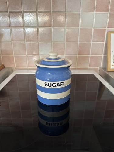 Green cornishware sugar - t.g.,