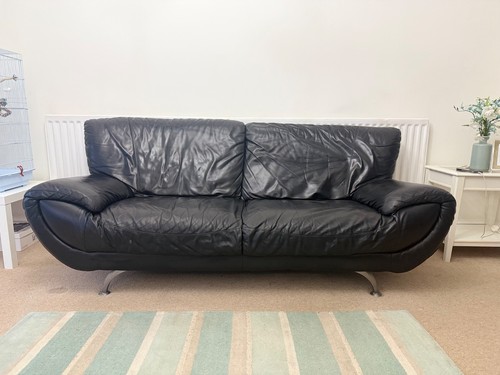 Real italian black leather - black,